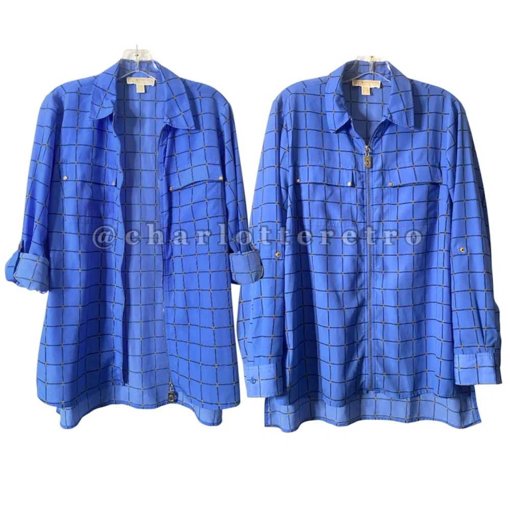 MIchael Kors • Chain Link Window Plaid Full Zip Shacket - Picture 10 of 10